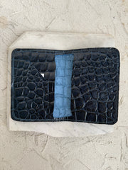 Navy Croc Passport Cover