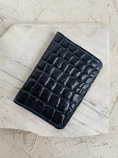 Navy Croc Passport Cover