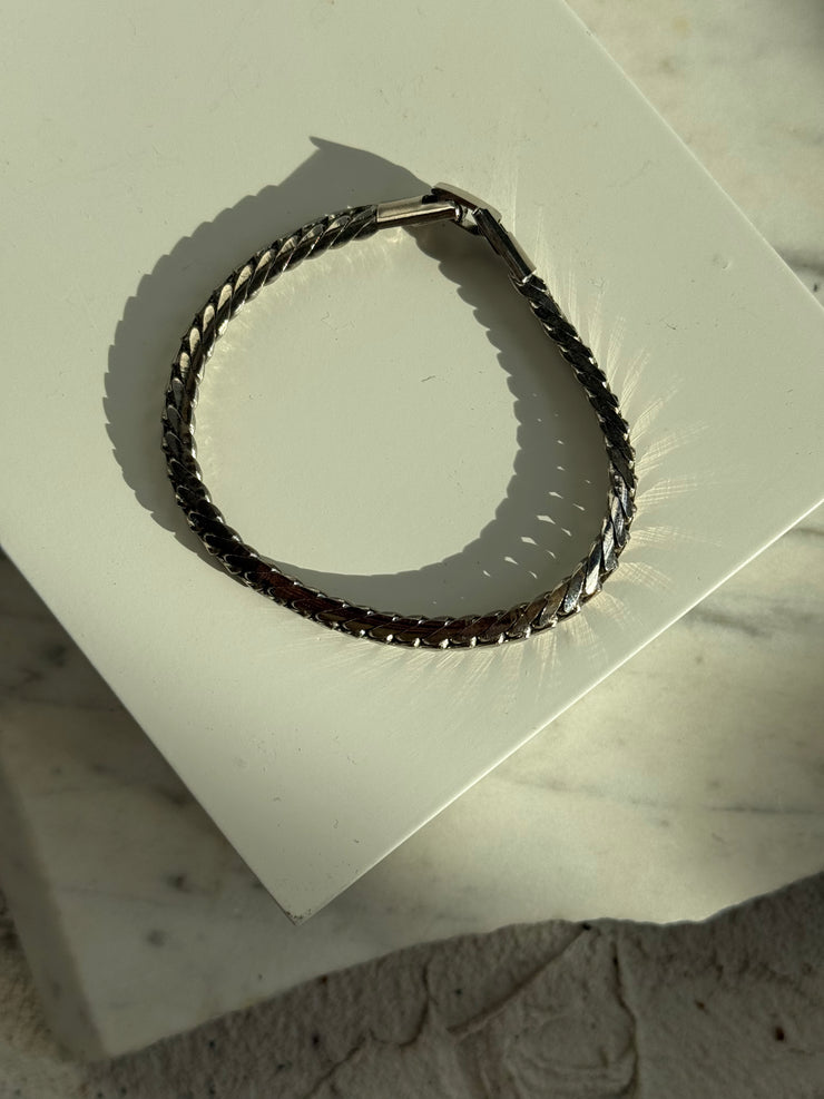 Silver thick chain vintage bracelet