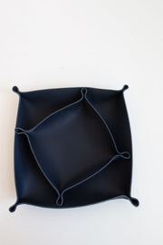 Leather Valet Tray-Navy