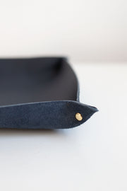 Leather Valet Tray-Navy